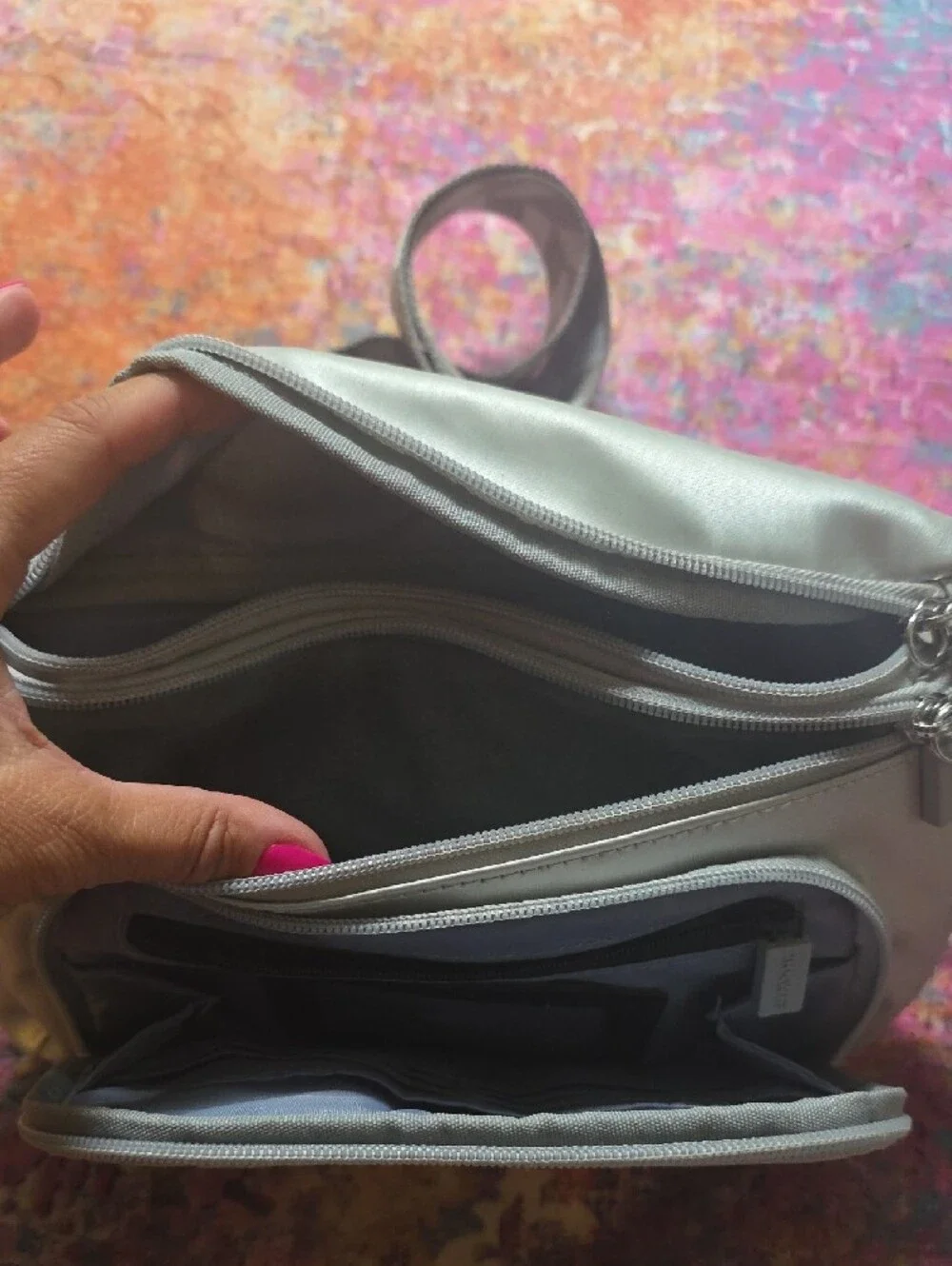 IHKWIP Metallic Silver Crossbody Bag with Adjustable Strap